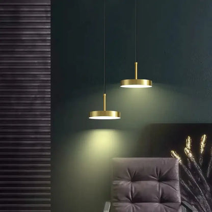 Minimalist brass led pendant lights for dining room