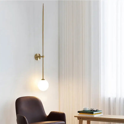 Minimalist brass led wall lights with frosted globe for bedroom