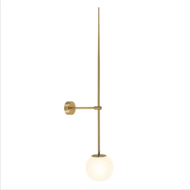 Minimalist brass led wall lights with frosted globe for bedroom