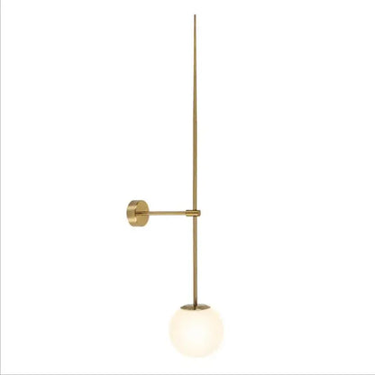 Minimalist brass led wall lights with frosted globe for bedroom