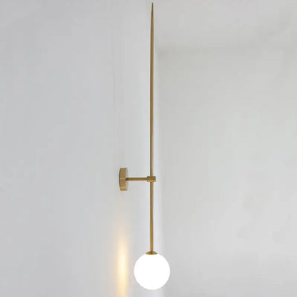 Minimalist brass led wall lights with frosted globe for bedroom