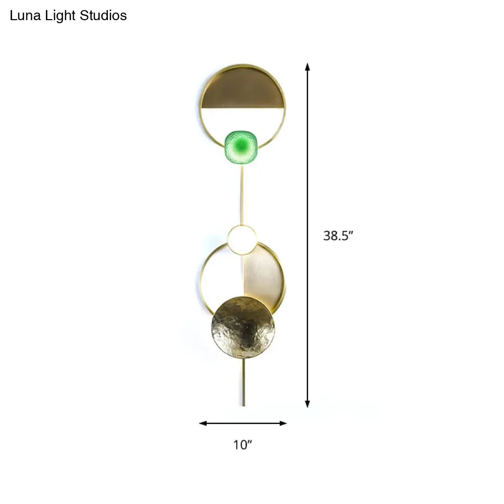 DecorBites™ Minimalist Brass Orbit Wall Sconce - 10"/12.5"/17" Wide Light Fixture with White Light