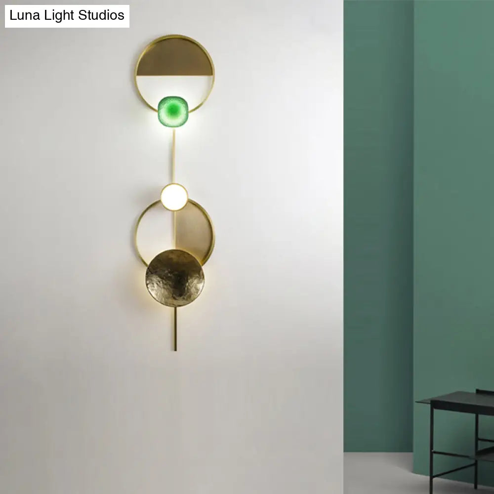 DecorBites™ Minimalist Brass Orbit Wall Sconce - 10"/12.5"/17" Wide Light Fixture with White Light