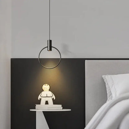 Minimalist brass ring chandelier bedroom gold pendant light