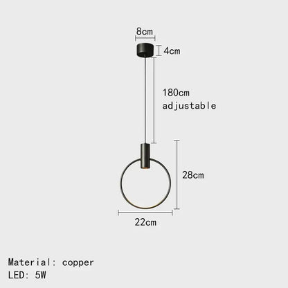 Minimalist brass ring chandelier bedroom gold pendant light