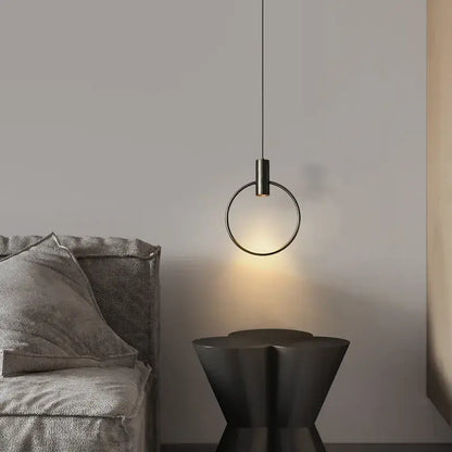 Minimalist brass ring chandelier bedroom gold pendant light