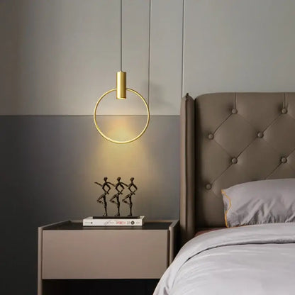 Minimalist brass ring chandelier bedroom gold pendant light