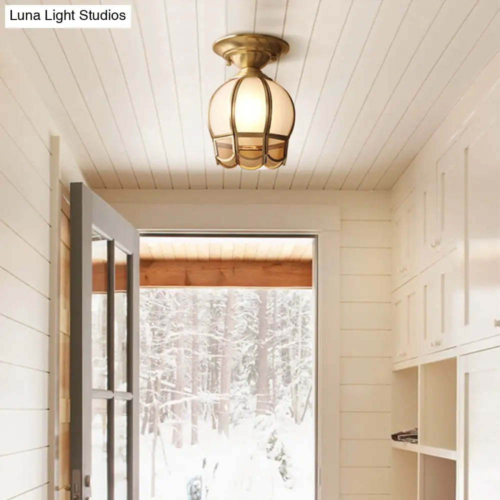 DecorBites™ Minimalist Brass Semi Flush Mount with Scalloped Metal - Single-Bulb Flush Mount Lighting