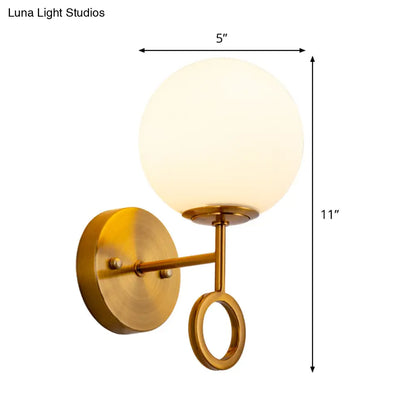 DecorBites™ Minimalist Brass Wall Mounted Sconce with Cream Glass Shade - Global 1-Light Lamp