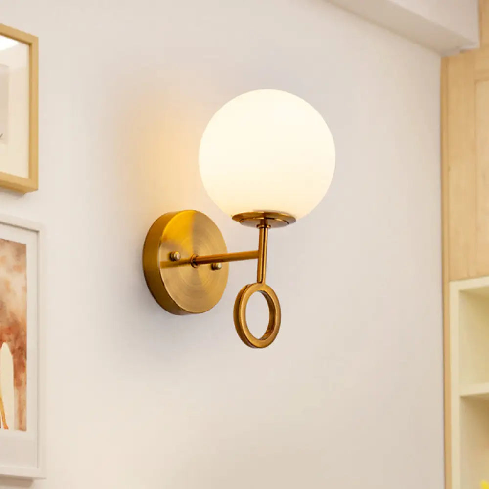DecorBites™ Minimalist Brass Wall Mounted Sconce with Cream Glass Shade - Global 1-Light Lamp
