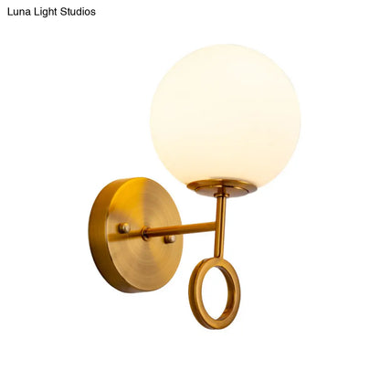 DecorBites™ Minimalist Brass Wall Mounted Sconce with Cream Glass Shade - Global 1-Light Lamp