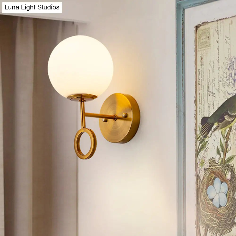 DecorBites™ Minimalist Brass Wall Mounted Sconce with Cream Glass Shade - Global 1-Light Lamp