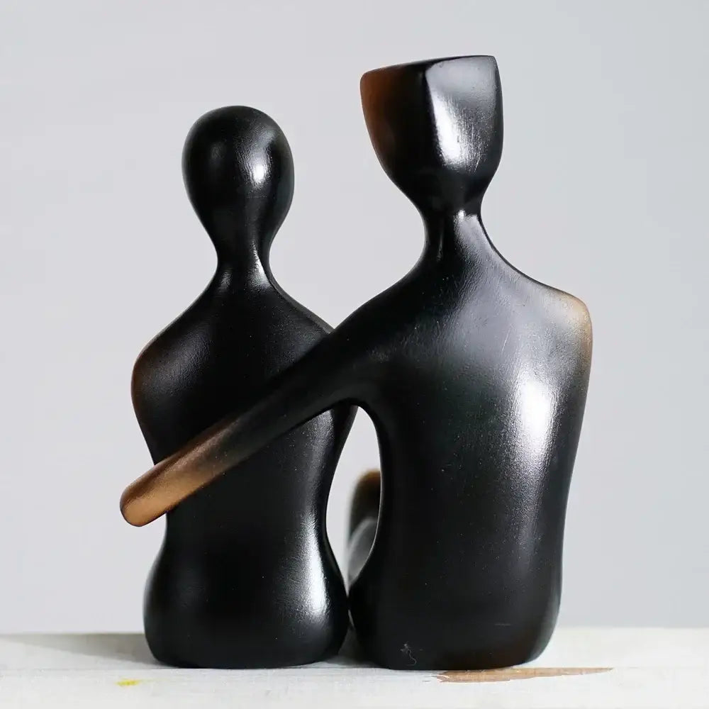 Minimalist bronze & black resin couple sculptures bedroom decor
