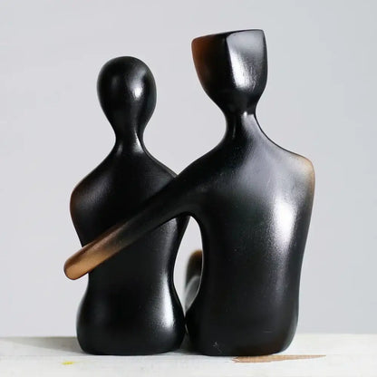 Minimalist bronze & black resin couple sculptures bedroom decor