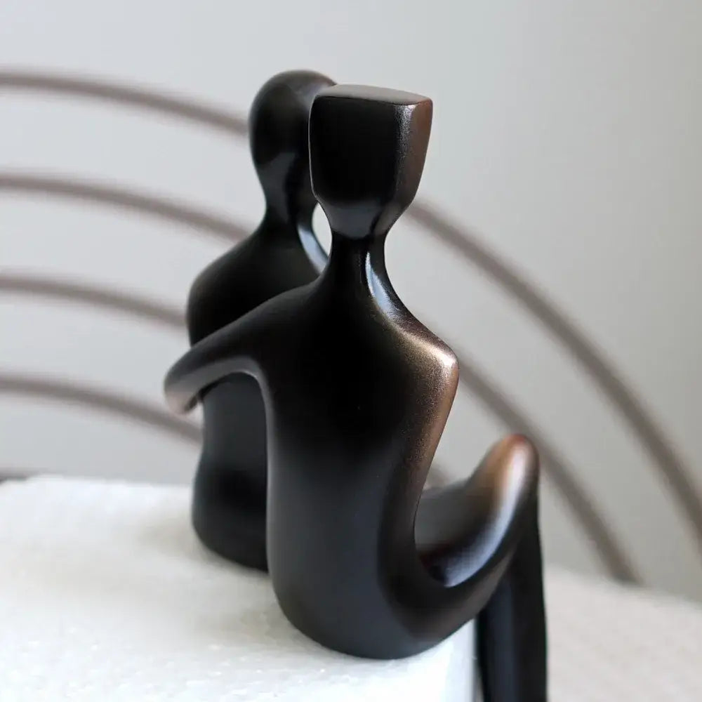Minimalist bronze & black resin couple sculptures bedroom decor