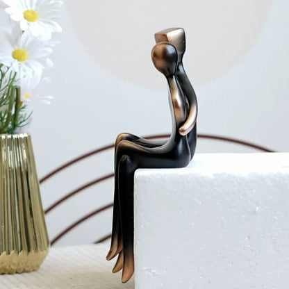 Minimalist bronze & black resin couple sculptures bedroom decor