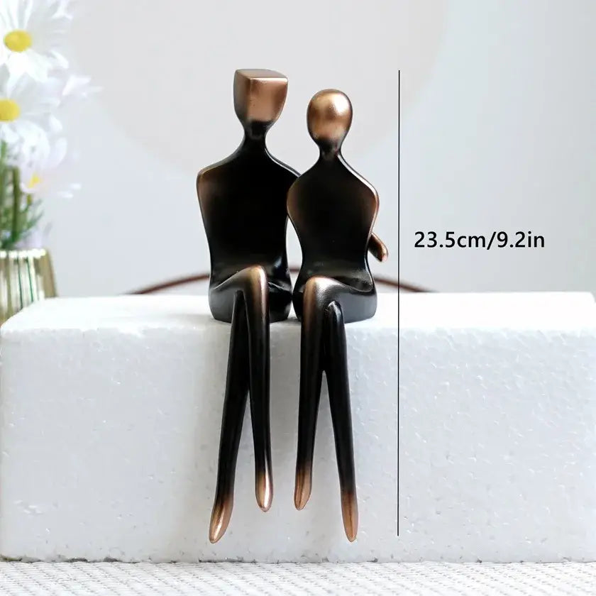 Minimalist bronze & black resin couple sculptures bedroom decor