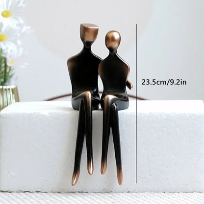 Minimalist bronze & black resin couple sculptures bedroom decor