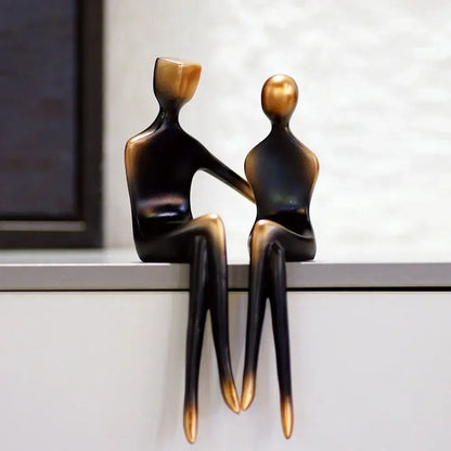 Minimalist bronze & black resin couple sculptures bedroom decor