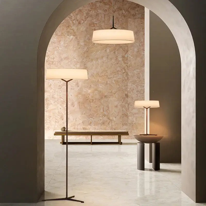 Minimalist bronze italian design fabric floor lamp for living room