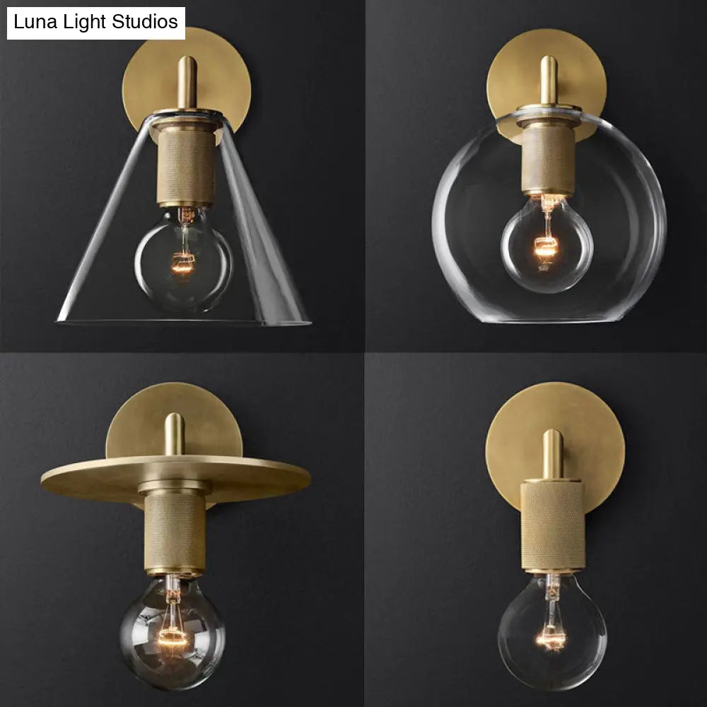 DecorBites™ Minimalist Bronze Wall Sconce with Glass Shade Options