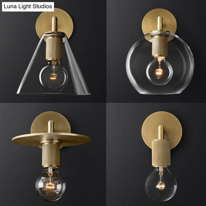 DecorBites™ Minimalist Bronze Wall Sconce with Glass Shade Options