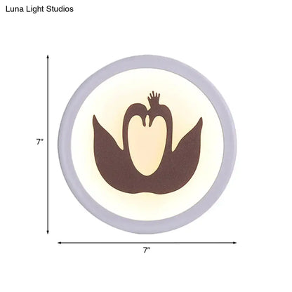 Minimalist brown & cream swan wall light bedroom led fixture