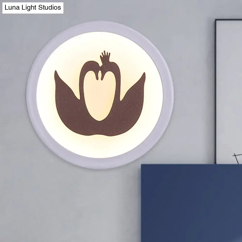 Minimalist brown & cream swan wall light bedroom led fixture