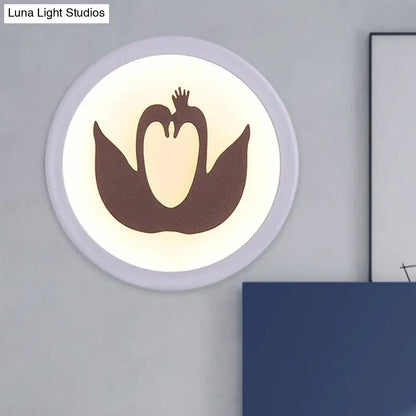 Minimalist brown & cream swan wall light bedroom led fixture