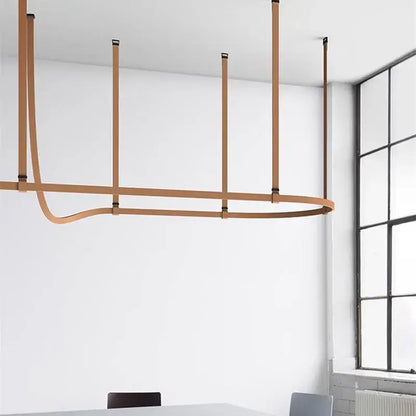 Minimalist brown leather hanging clothes drying rack bedroom decor