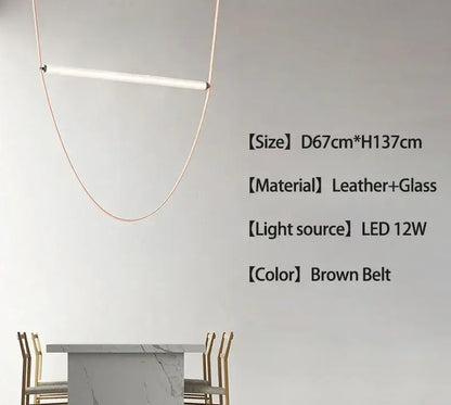 Minimalist brown leather hanging clothes drying rack bedroom decor