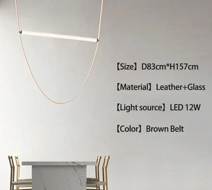 Minimalist brown leather hanging clothes drying rack bedroom decor