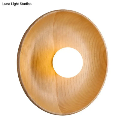 Minimalist brown wood wall light living room tray sconce