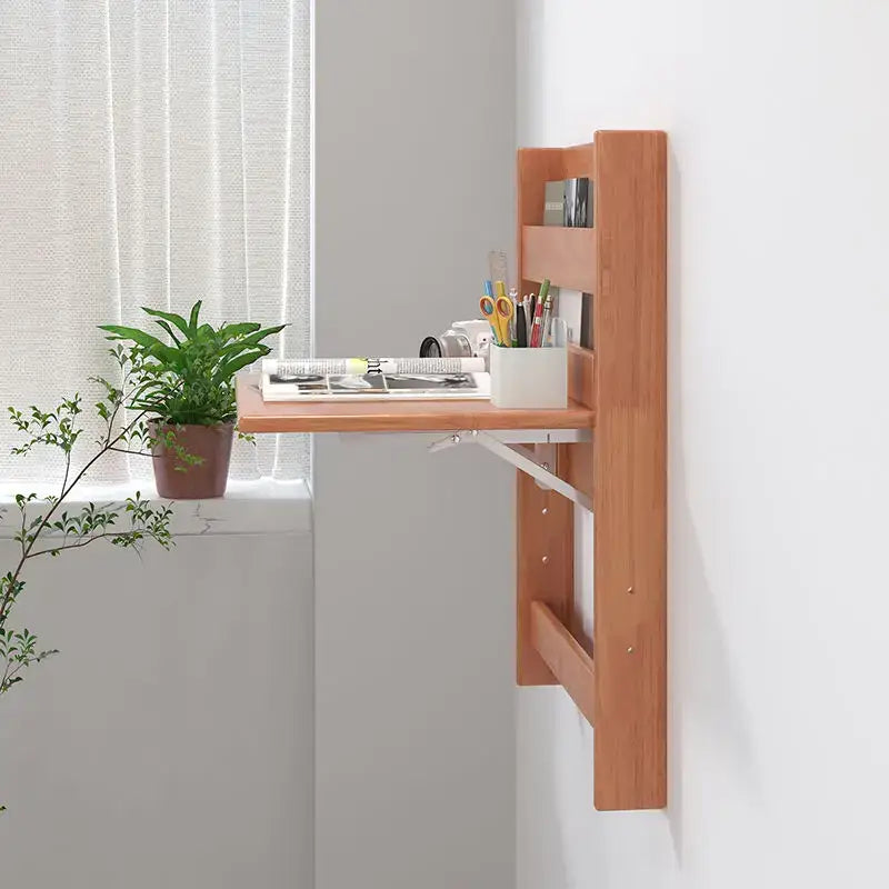 Minimalist brown wooden corner computer desk folding table bedroom