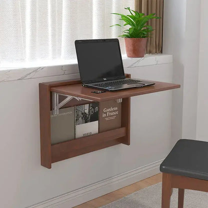 Minimalist brown wooden corner computer desk folding table bedroom