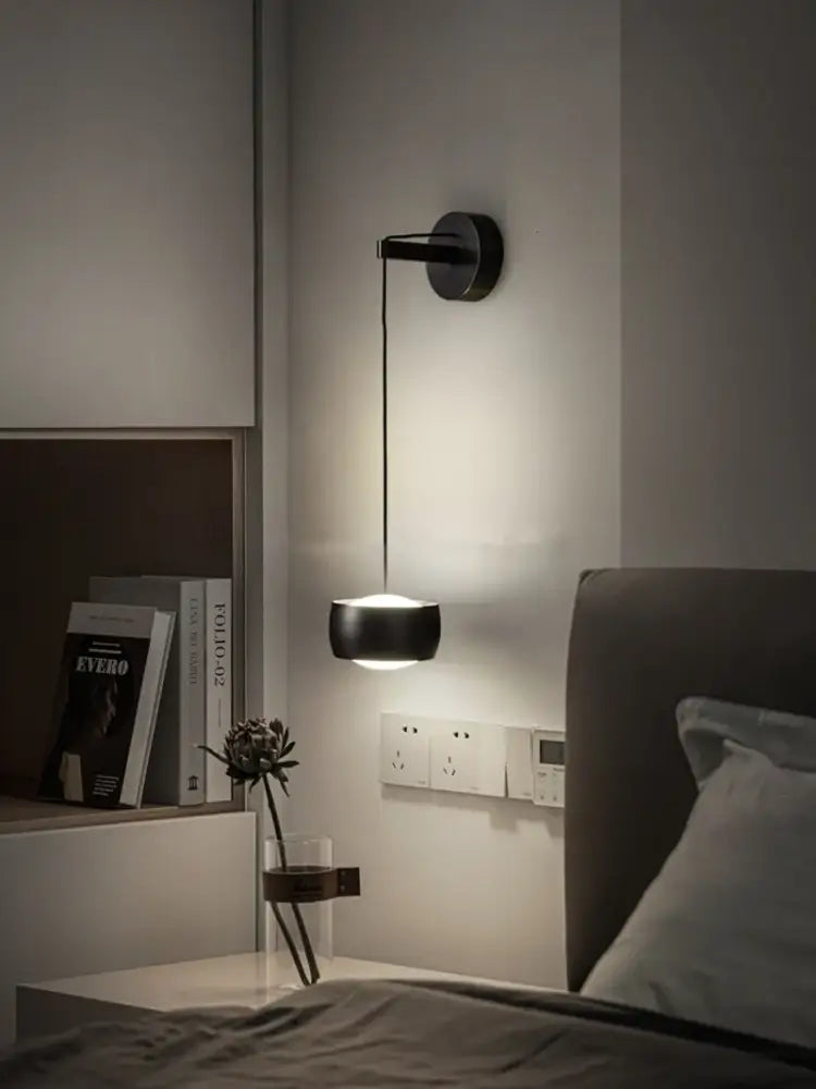 Minimalist brushed brass & matte black led wall lamp for bedroom