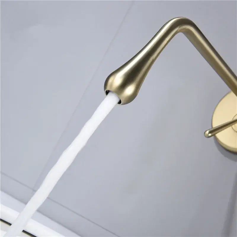 Minimalist brushed gold basin faucet bathroom wall mounted tap