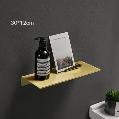 Minimalist brushed gold bathroom shelf wall mounted shampoo rack