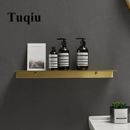 Minimalist brushed gold bathroom shelf wall mounted shampoo rack