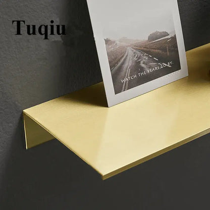 Minimalist brushed gold bathroom shelf wall mounted shampoo rack