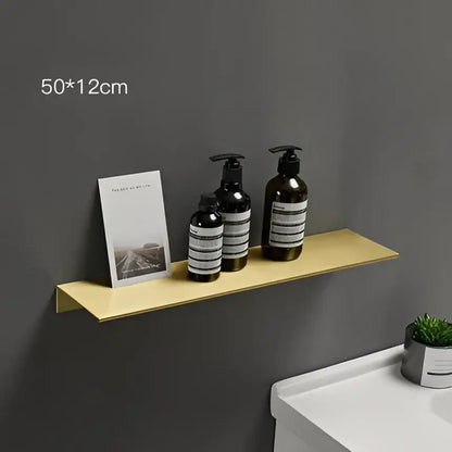Minimalist brushed gold bathroom shelf wall mounted shampoo rack