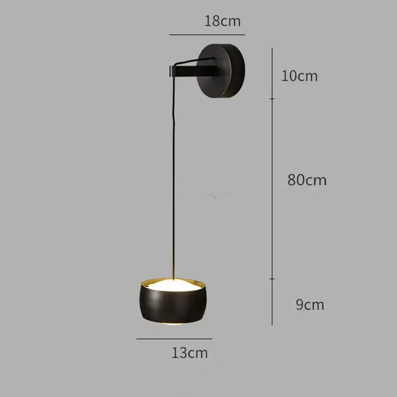 Minimalist brushed gold & matte black wall lamp bedroom reading light