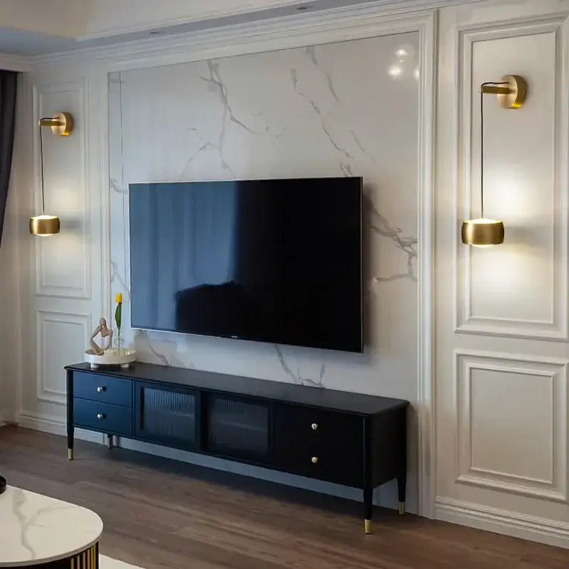 Minimalist brushed gold & matte black wall lamp bedroom reading light