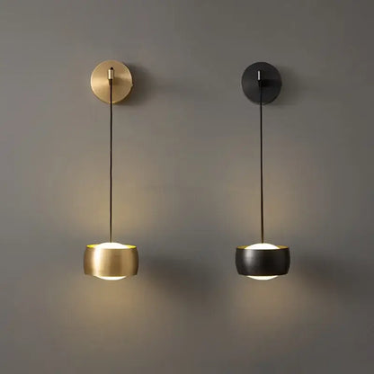 Minimalist brushed gold & matte black wall lamp bedroom reading light
