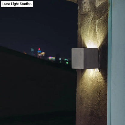 DecorBites™ Minimalist Cement LED Wall Sconce Light for Living Room in Grey Square Shape