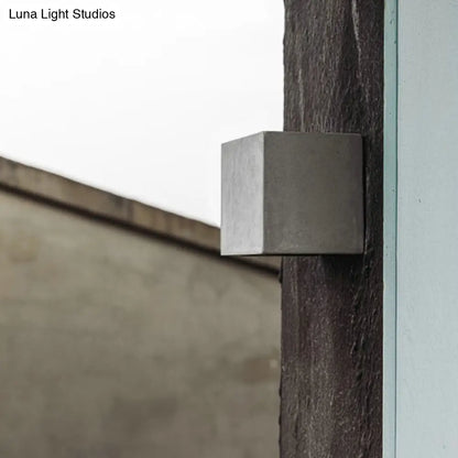 DecorBites™ Minimalist Cement LED Wall Sconce Light for Living Room in Grey Square Shape