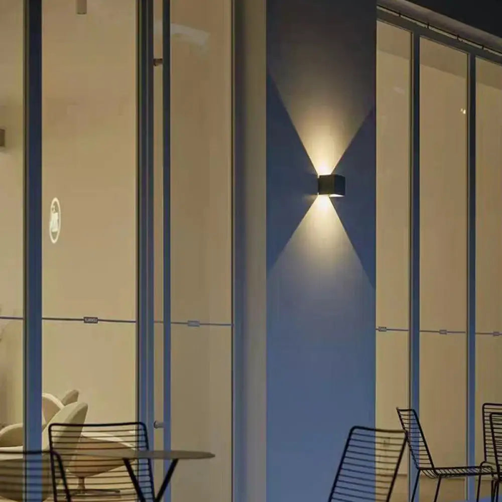 DecorBites™ Minimalist Cement LED Wall Sconce Light for Living Room in Grey Square Shape