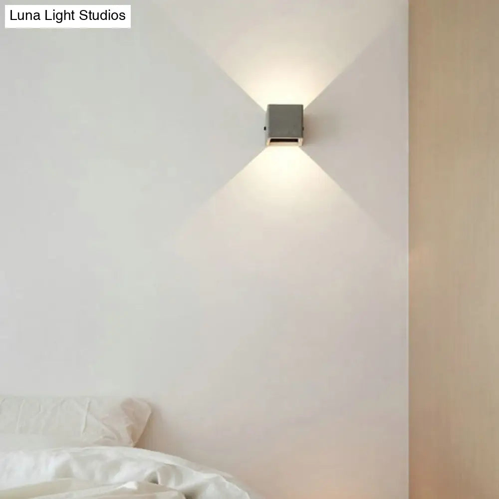 DecorBites™ Minimalist Cement LED Wall Sconce Light for Living Room in Grey Square Shape