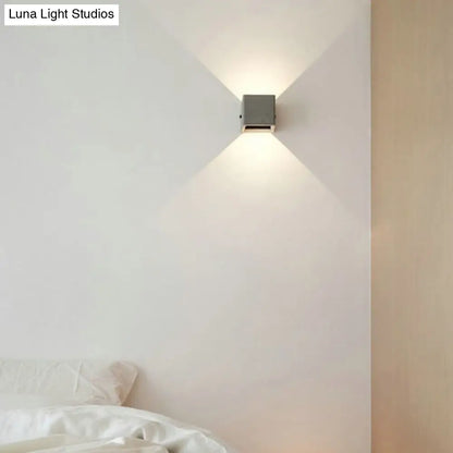 DecorBites™ Minimalist Cement LED Wall Sconce Light for Living Room in Grey Square Shape