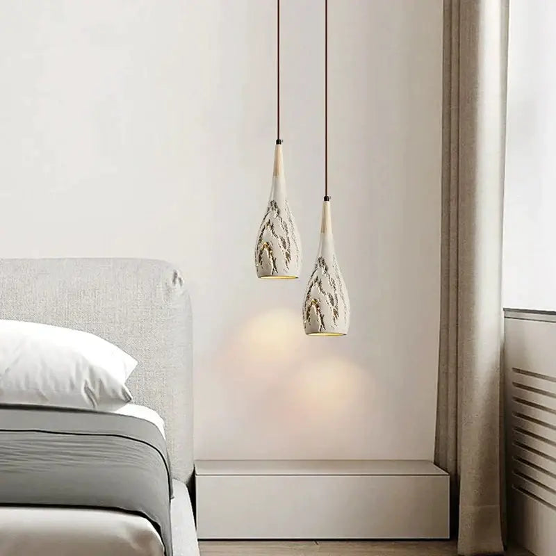 Minimalist ceramic petal pendant chandelier bedroom light